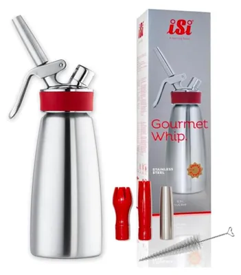 Sahnedispenser 250 ml Edelstahl, für Sahne, Saucen, Suppen, Desserts