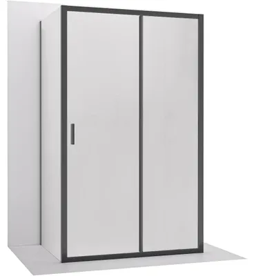 Immagine prodotto di CERANO - Box doccia a tre pareti Varone LINE U L/P - 6 mm - nero opaco, vetro smerigliato - 90x80 cm - scorrevole