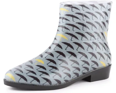 Image de Ladeheid Femmes Bottes courtes en caoutchouc Bottines multicolores Chaussures de pluie imperméables avec motif LAZT201802 (Gris/Parapluies 104M, 40 UE)