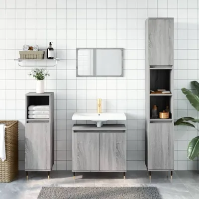 Produktbild von [Home] Badschrank Grau Sonoma 58x33x60 cm Holzwerkstoff , Neue Mode 2024 im häuslichen Leben