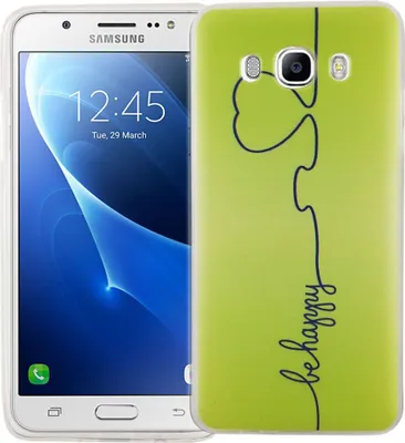 Produktbild von Handy Hülle für Samsung Galaxy J5 2016 Cover Case Schutz Tasche Motiv Slim Silikon TPU Be Happy Grün