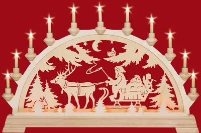 Produktbild von Schwibbogen Nikolaus mit Schlitten (65x43cm) von KWO