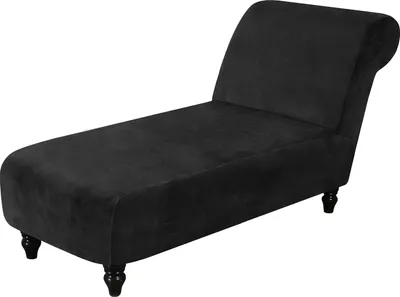 Obrázek produktu pro Sametové bezruké lehátko Chaise Longue Sofa Cover, Stretch Leisure Chair Cover Recliner Sofa Cover Non-Slip Furniture Protector for Reclining Sofa (Black)