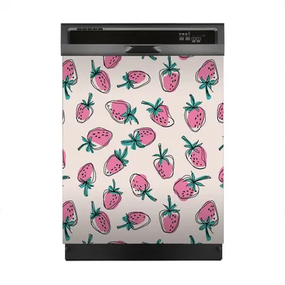 Produktbild von Aufkleber sticker 60x70 cm Dekorative folie Spülmaschine - Rosa Erdbeeren doodle