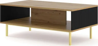 Produktbild von FURNLUX Couchtisch Ravenna B Beige Und Schwarz Und Gold 90cm / Hauptfarbe: Braun / Abmessungen: 90 x 45 x 60 cm