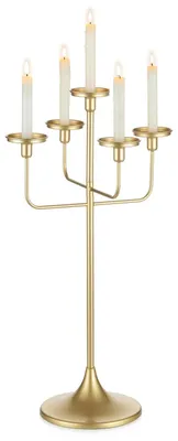Goldener Kerzenständer 70 cm, 5-armig, für Tafel- und Pfeilkerzen