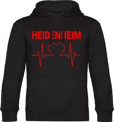 Produktbild von multifanshop Kapuzen Sweatshirt - Heidenheim - Herzschlag, schwarz, Größe XXL