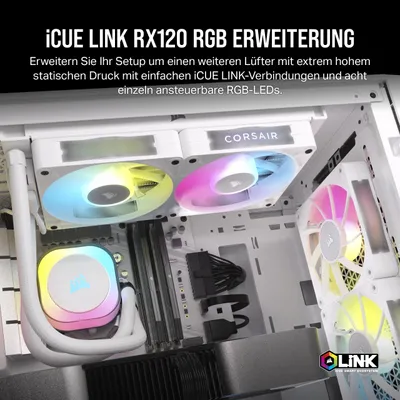 Image de CORSAIR Lüfter 120*120*25 RX120 RGB iCUE Link White Single