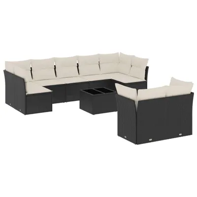 Produktbild von vidaXL 10-tlg. Garten-Sofagarnitur mit Kissen Schwarz Poly Rattan