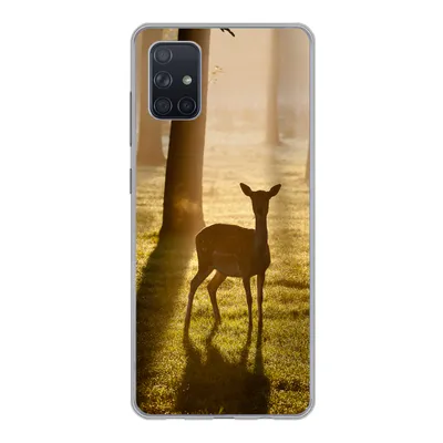 Produktbild von MuchoWow® Handyhülle Schutzhülle Hülle für Samsung Galaxy A71 Hirsche - Sonne - Bäume Silikon Softcase Handy Hülle - Kartenbesitzer