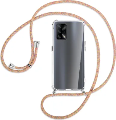 Produktbild von Handykette Backcover-Schutzhülle mit Band (Metall silberfarben) für Oppo A74 4G, Oppo F19 4G - Rainbow