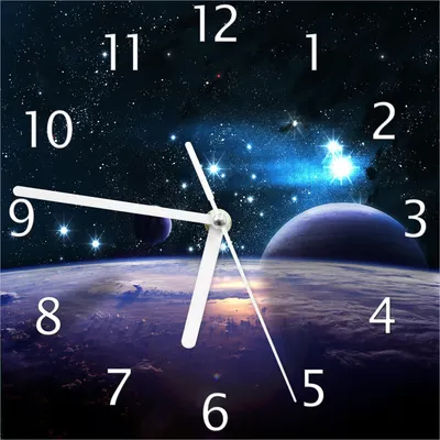 Produktbild von Wallario Design Wanduhr Planeten im Weltall aus Echtglas, Größe 20 x 20 cm