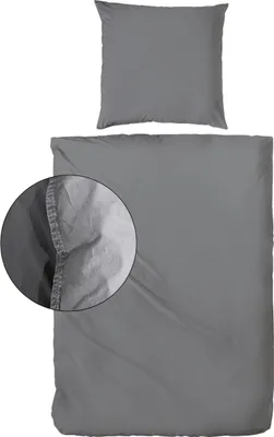 Produktbild von Hahn Haustextilien Renforce Bettwäsche stone washed anthrazit in Stofftasche Größe 135x200 cm
