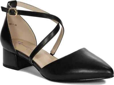Produktbild von Schuhe Leder Schwarz Spitze Zehenpartie Quadratabsatz 4 cm Absatzhöhe K680701001