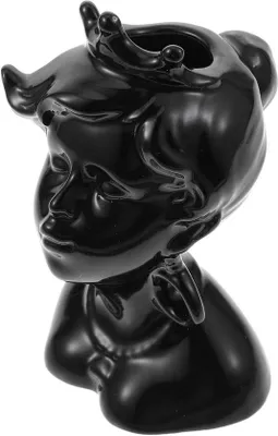 Produktbild von Keramik Vase Gesicht - Dekorative Vase Blumen - Blumen arrangieren - Einzigartige Gesicht Design
