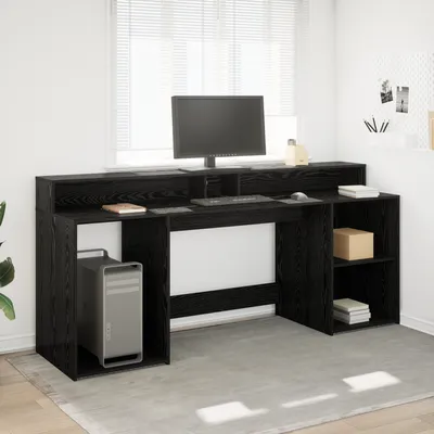 Produktbild von Schreibtisch Schwarz Eiche 200x55x91 cm Holzwerkstoff, Schreibtische DesignMöbel Neu
