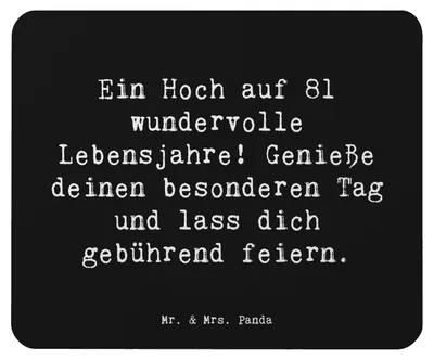 Produktbild von Mr. & Mrs. Panda Mouse Pad Spruch 81. Geburtstag - Schwarz - Geschenk, computer mousepad, Geburtstagsfeier, Prosit, mousematte, besondere Tag, Happy Birthday, mauspad