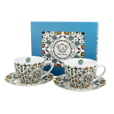 Produktbild von DUO ETNO 2er-Set Tassen 280 ml KASHUBIAN mit Untertassen, New Bone China Porzellan