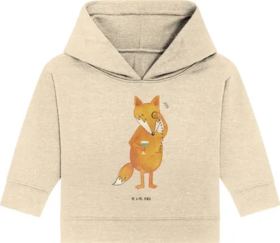 Produktbild von Mr. & Mrs. Panda Organic Baby Hoodie Fuchs Lord 12. - 18. Monat - Natural Raw - Geschenk, Monokel, Cocktail, Neugierig, Kapuzensweatshirt, Spruch Lustig, Schick, Füchse