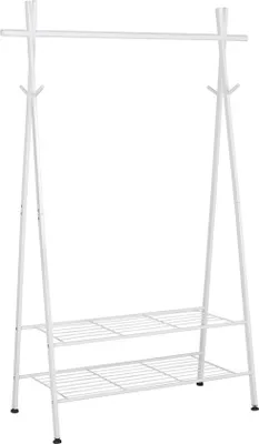 Image de Porte-manteaux avec étagères à chaussures - 106 x 44 x 161 cm - Blanc