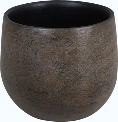 Produktbild von Übertopf Faro rund bauchig 15x13 cm braun, handmade
