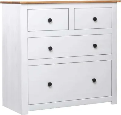 Produktbild von The Living Store Sideboard Weiß 80x40x83 cm Kiefernholz Panama