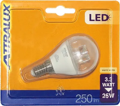 Produktbild von Attralux LED Leuchtmittel Tropfen 3,3W = 25W E14 klar Kugel warmweiß 2700K