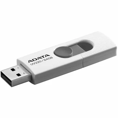 Produktbild von ADATA UV220, 64 GB, USB Typ-A, 2.0, Dia, 7,5 g, Grau, Weiß