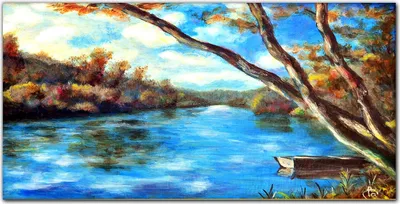 Produktbild von Coloray - Bild aus Glas - Glasbilder - 100 x 50 cm - Küche Wanddekoration Dekoration Wohnzimmer Gehärtetes Glas Glasblock mit Bild - Wolken Natur Wald Fluss