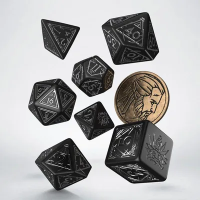 Imagen del producto de Q-workshop SWGE37, juego de dados, negro, plateado, 8 unidades