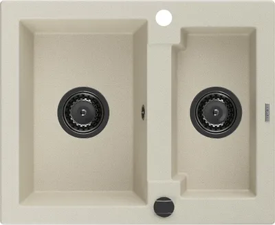 Immagine prodotto di Mexen Carlos lavello in granito 1,5 vasca 582 x 475 mm, beige, sifone nero - 6518581500-69-B