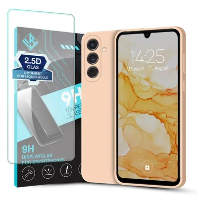 Produktbild von Hülle für Samsung Galaxy S24 mit 9H Displayglas Displayschutz Case Cover Bumper Smartphone Softgrip Schutzhülle Farbe: Rosa