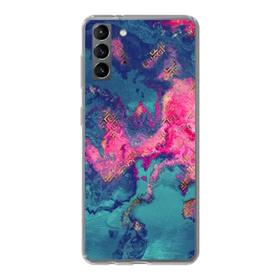 Produktbild von MuchoWow® Handyhülle Schutzhülle Hülle für Samsung Galaxy S21 Plus Marmor - Farbe - Rosa - Blau Silikon Softcase Handy Hülle - Handy-Tasche