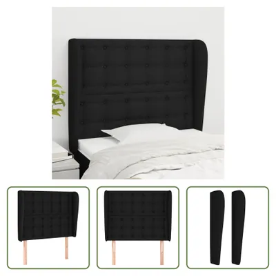 Produktbild von The Living Store Kopfteil mit Ohren Schwarz 103x23x118/128 cm Stoff