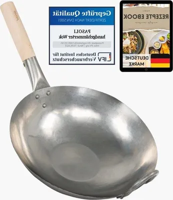 Produktbild von Famanu Wokpfanne 30 cm - traditionelle asiatische Bratpfanne aus Kohlenstoffstahl