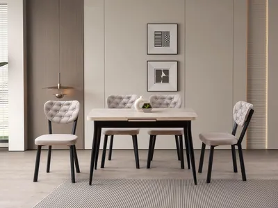 Produktbild von Skye Decor, Erweiterbarer Esstisch 120-150 cm, Travertin & Schwarz, 100% Melamin