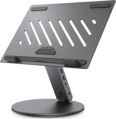Zdjęcie produktu dla Spigen LD204H, Podstawka pod notebooka i tablet, Szary, Aluminium, Silikon, 39,6 cm (15.6"), 360°, USB 3.2 Gen 1 (3.1 Gen 1) Type-C