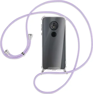 Produktbild von Handykette Backcover-Schutzhülle mit Band (Metall silberfarben) für Motorola Moto E5 / G6 Play - violett