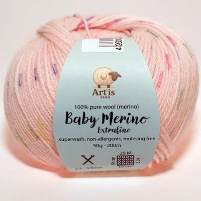 Obrázek produktu pro Baby Merino Extrafine Art'is Yarn 100 % vlna | Bez mulesingu & Superwash (50 g / 200 m) (820 růžová s puntíky)