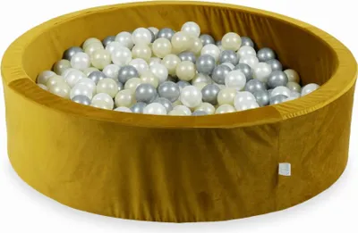 Produktbild von Bällebad 110x30 Samt Gold – Mit 400 Bällen / Hellgold, Silber, Perlmutt