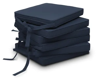 Image de Beautissu Lot de 6 coussins de chaise Loft SK bleu foncé, 45 x 40 x 5 cm