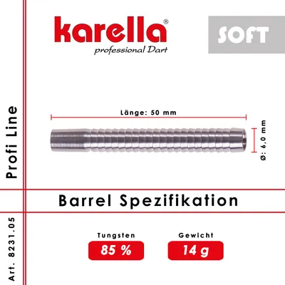 Obrázok produktu pre Dartbarrel Softbarrel Karella Profi Line PLS-05 85% Tungsten 14 g