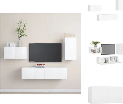 Obrázek produktu pro vidaXL 4dílná sada TV skříněk bílá materiál na bázi dřeva - TV nábytek