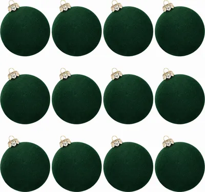 Produktbild von 12 Stück Weihnachtskugel-Ornamente aus Samt, 6,1 cm, beflockte, bruchsichere Kunststoffkugeln, Weihnachtsbaum-Hängedekorationen für Feiertagspartys und Heimdekoration