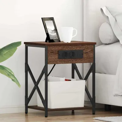 Image de vidaXL Table de chevet marron aspect chêne 41 x 31 x 51 cm en aggloméré