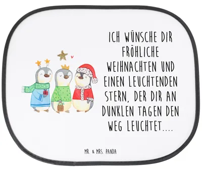 Produktbild von Mr. & Mrs. Panda Sonnenschutz Auto Winterzeit Heilige drei Könige - Weiß - Geschenk, kfz blendschutz, fenster, saugnapf, Weihnachten, Weihnachtszeit, für Autoscheiben