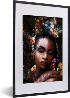 Produktbild von MuchoWow® MuchoWow® Gerahmtes Poster Frau - Farbe - Flora 40x60 cm - Poster mit zchwarzem Bilderrahmen - Poster in Rahmen