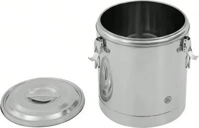 Produktbild von Isolierter Transportbehälter - Thermobehälter 30 l Edelstahl - Klemmdeckel - Seitengriffe - Auslaufsicher - Für heiß/kalt - Silber