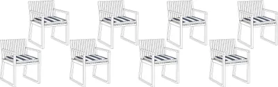 Produktbild von BELIANI Set mit 8 Sitzkissen für Gartenstuhl Marineblau Polyester Garten Terrasse Balkon Gartenaccessoiries