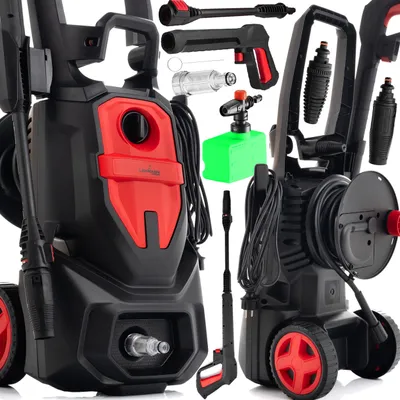 Zdjęcie produktu dla Myjka ciśnieniowa Lehmann Austin 1800 W, 260 bar, przepływ wody 450 l/h, ze zwijaczem węża 5 m, pianownicą i dyszą turbo